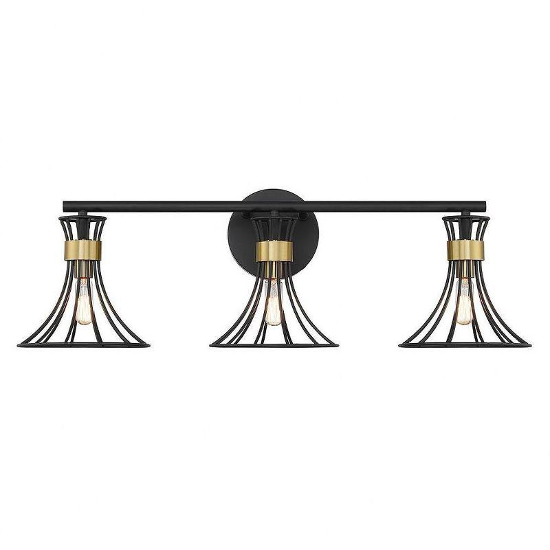 Savoy House Breur 3 - Light Vanity in  Matte Black/Warm Brass