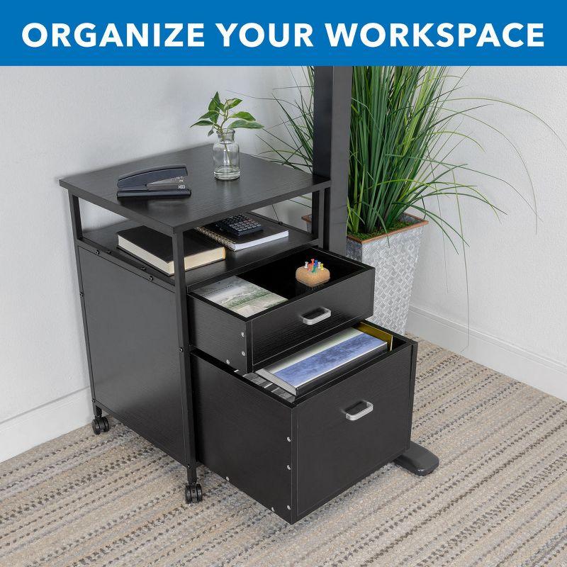 Mount-It! 2 Drawers Rolling File Cabinet, 4 Casters for Easy Mobility,  17.3" W x 16.5" D x 26.18" H, Black