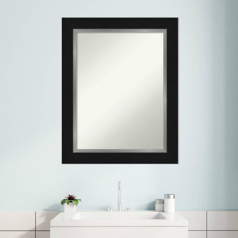 24" x 30" Non-Beveled Eva Bathroom Wall Mirror Black - Amanti Art: Polystyrene Frame, Wall Mount