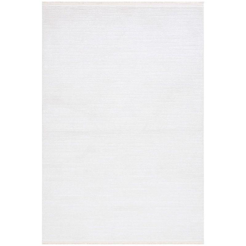 Ivory Hand-Knotted Synthetic Area Rug, 5'3" x 7'6"