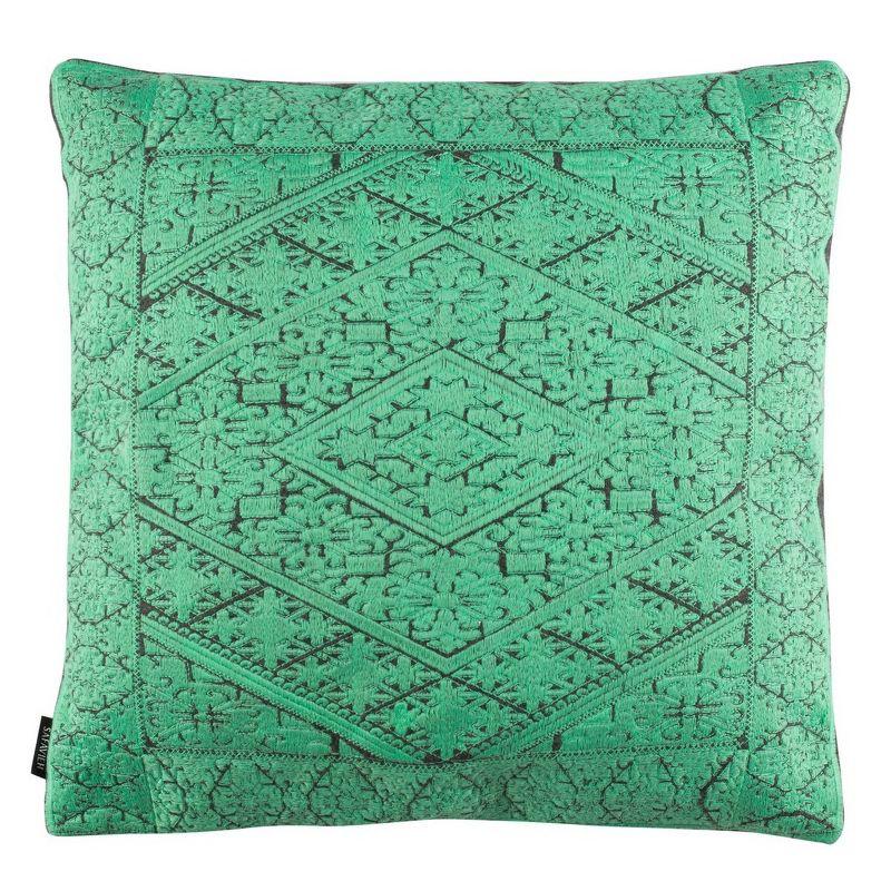 Lila 20" Sea Green Embroidered Cotton Pillow