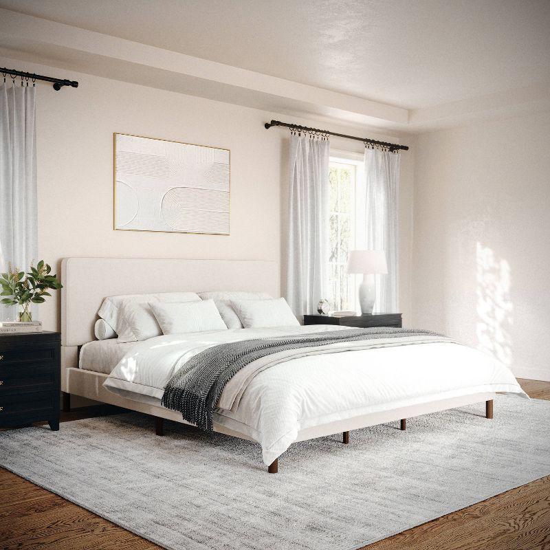 Martha Stewart Martha Stewart Britta Upholstered Platform Bed With Piped Detail Headboard