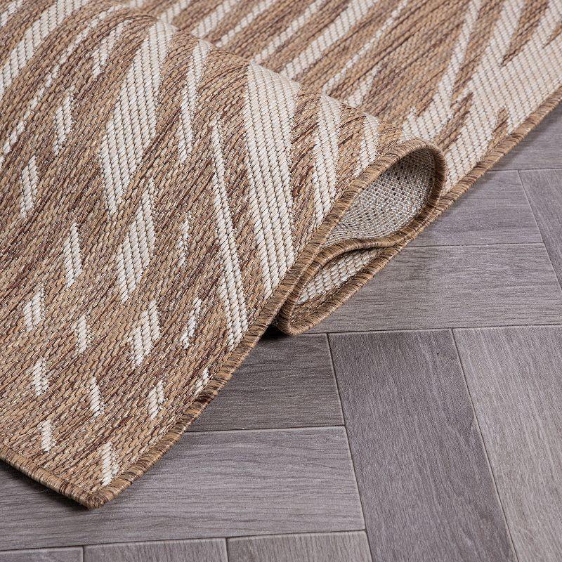 World Rug Gallery Contemporary Distressed Leaves Textured Flat Weave Indoor/Outdoor Area Rug - BROWN 7'10"X10'