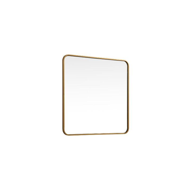 Elegant Lighting Soft corner metal square mirror 30x30 inch in Brass