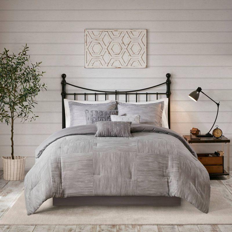 Madison Park Walter 7 Piece Printed Weave Seersucker Comforter Set