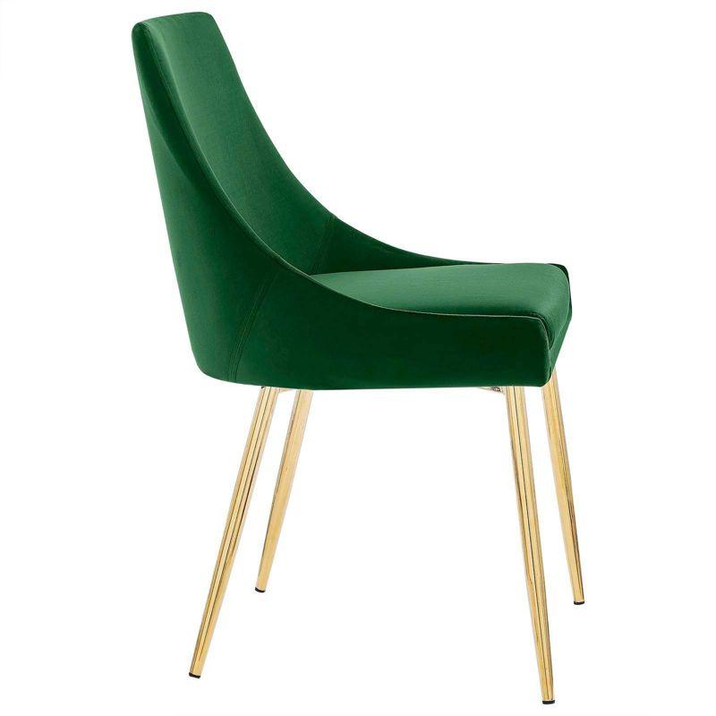 Low Parsons Side Chair in Gold Emerald Velvet with Wood & Metal