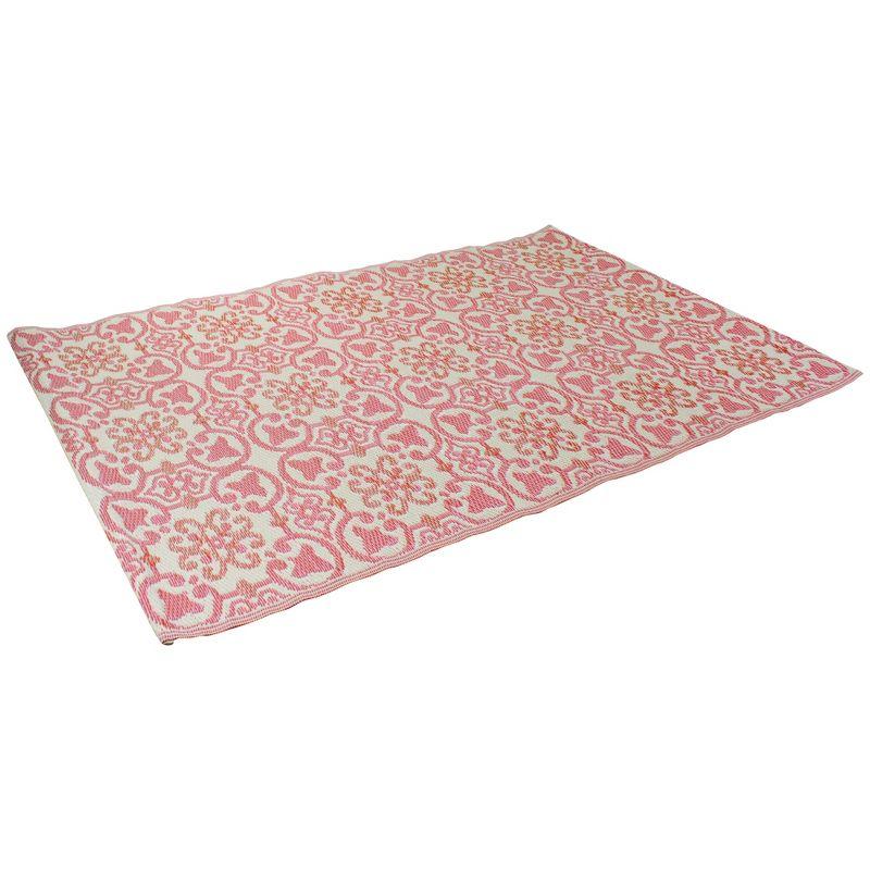 Northlight 4' x 6' Pink and Cream Floral Design Rectangular Outdoor Area Rug