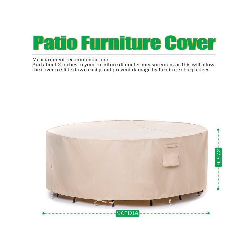 Premium Waterproof Outdoor Patio Round Table Cover: Latest Rip-Stop Fabric, 3-Year Warranty