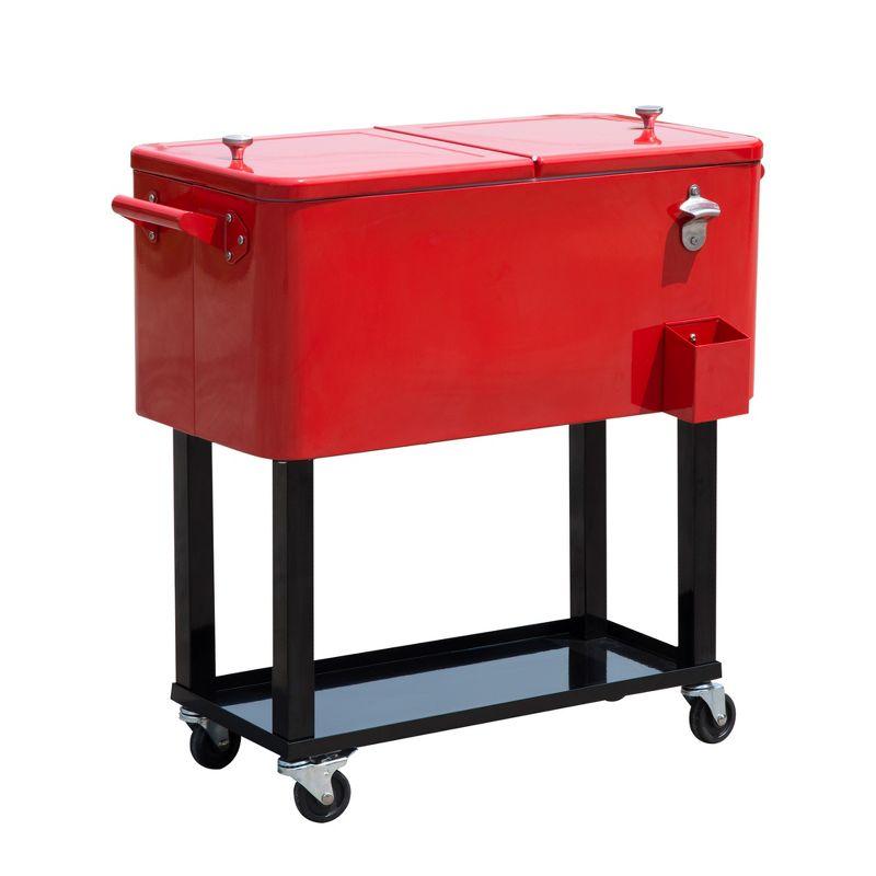 Outsunny 80 Quarts Serving Station / Cart Cooler with wheels