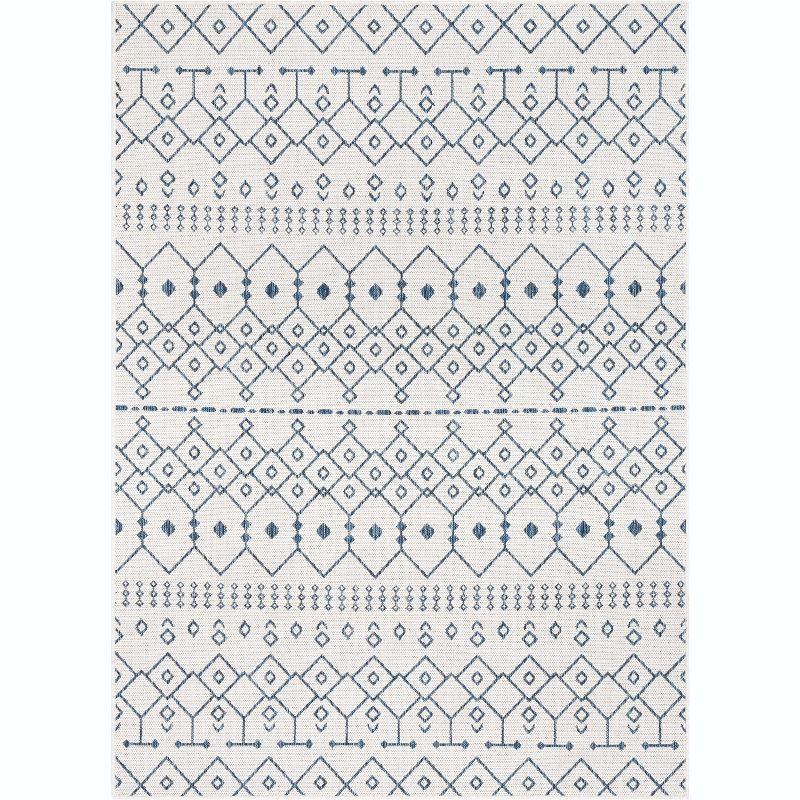 Marshanna Nord Trellis Light Blue Indoor/Outdoor Flat-Weave Area Rug