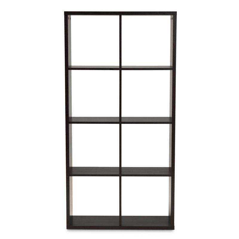 Janne 8 Cube Multipurpose Storage Shelf Dark Brown - Baxton Studio: Mid-Century Modern Cubby Organizer, Particle Board Frame