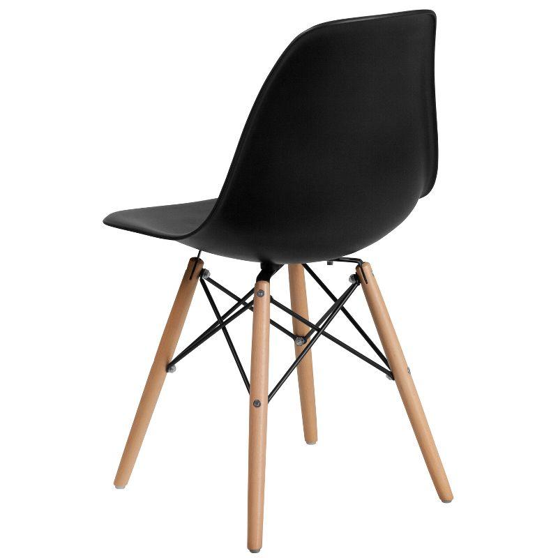 Flash Furniture Elon Series Plastic Chair with Wooden Legs for Versatile Kitchen, Dining Room, Living Room, Library or Desk Use