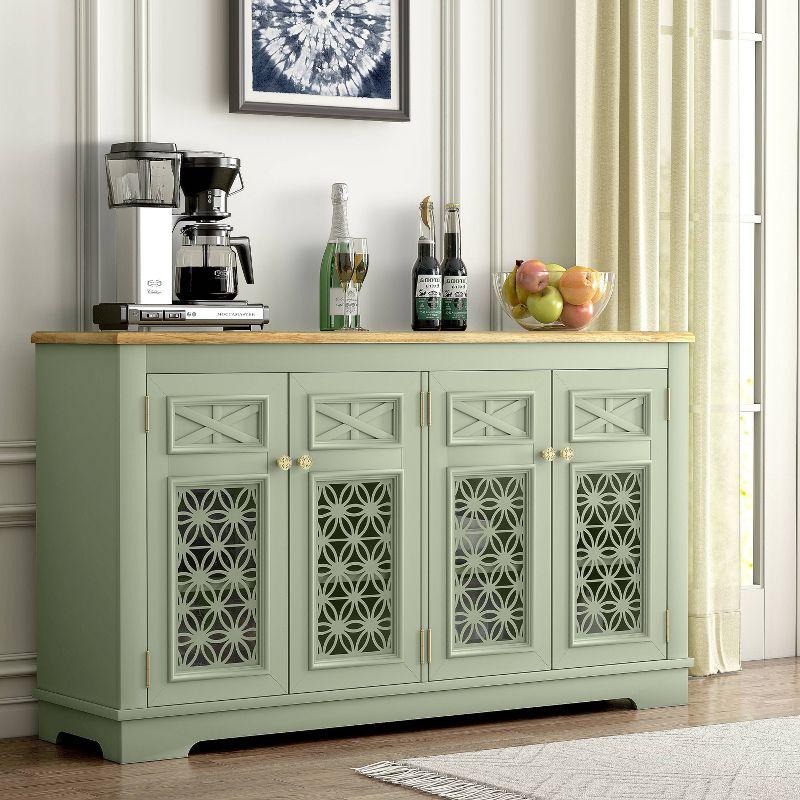 Festivo 57" Green Vintage Wood Buffet Sideboard Cabinet