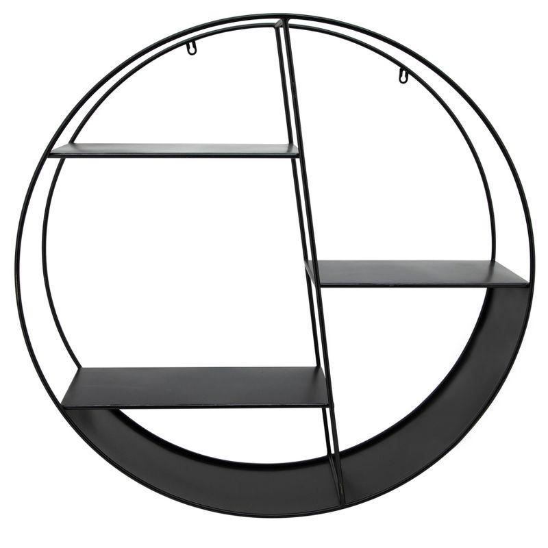 Latitude Run® Modern Metal Wall Shelf with Round Geometric Frame and Tiered Open Storage
