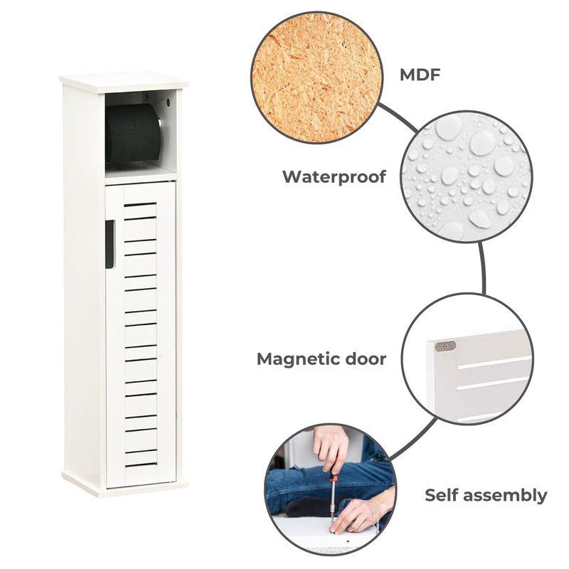 Evideco Miami White Toilet Paper Storage Cabinet with Dispenser, Compact