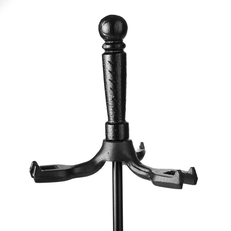 Symple Stuff Fireplace Tool Set, Poker, Ash Brush, Shovel Scoop, Stand, Wrought Iron and Steel, 6.25"L x 6.25"W x 30"H