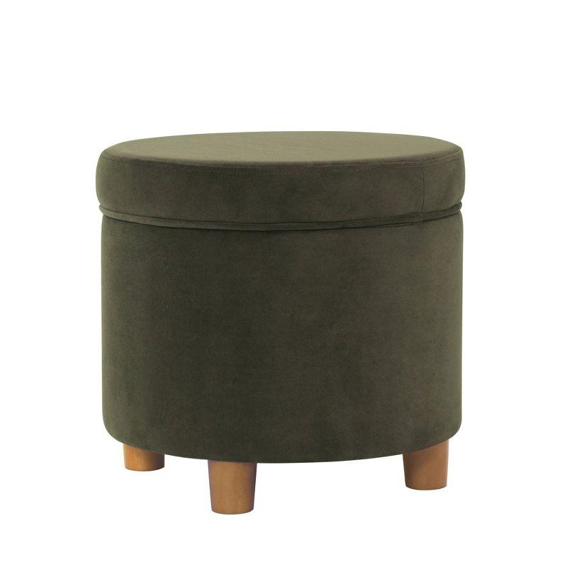 Round Storage Ottoman Loden Green - HomePop: Velvet Upholstered, Lift-Off Lid, Wood Legs, Bedroom & Living Room Furniture