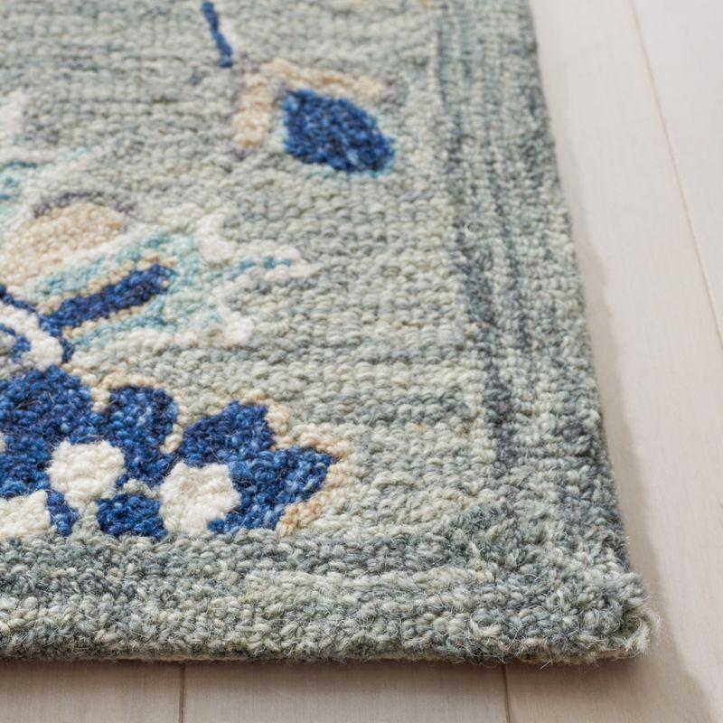 Handmade Blue Wool Tufted Area Rug 27" x 9'