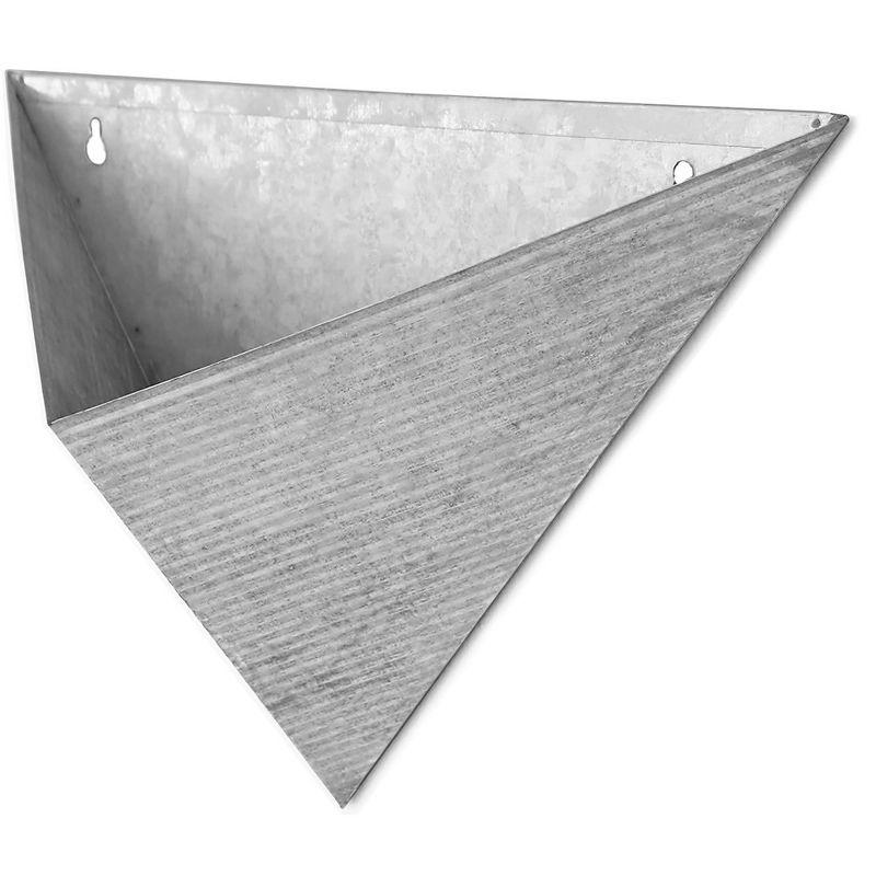 Modern Home Living Wall Galvanized Steel/Zinc Triangular Succulent/Herb Planter (Aged Zinc, Set of 3)
