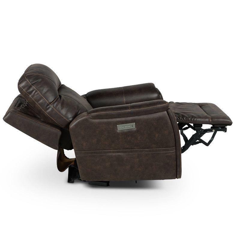 Lexington Power Media Recliner Saddle Brown - Steve Silver Co.: Faux Leather, USB Port, Cup Holder