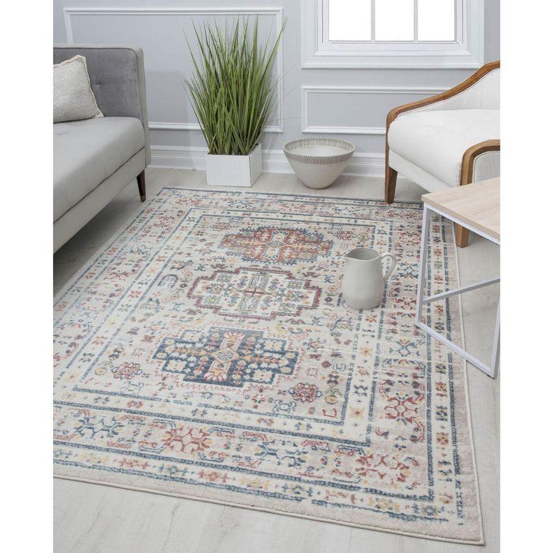 Enchanted Garden Blue Floral 5'x7' Stain-Resistant Area Rug