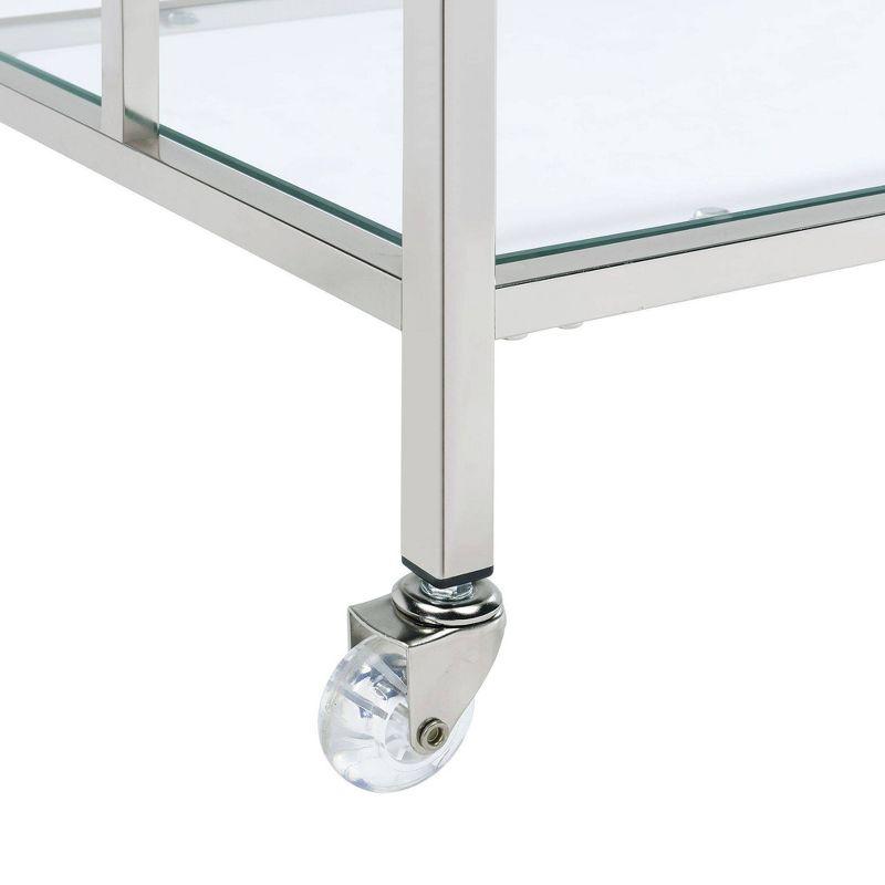 Harper Serving Bar Cart Chrome - Picket House Furnishings: Modern Glam, Tempered Shelves, Wheeled