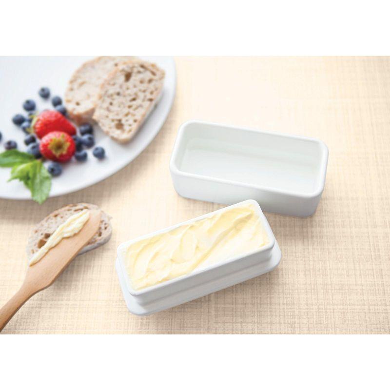 White Ceramic French Butter Keeper, 6x8x12 inches