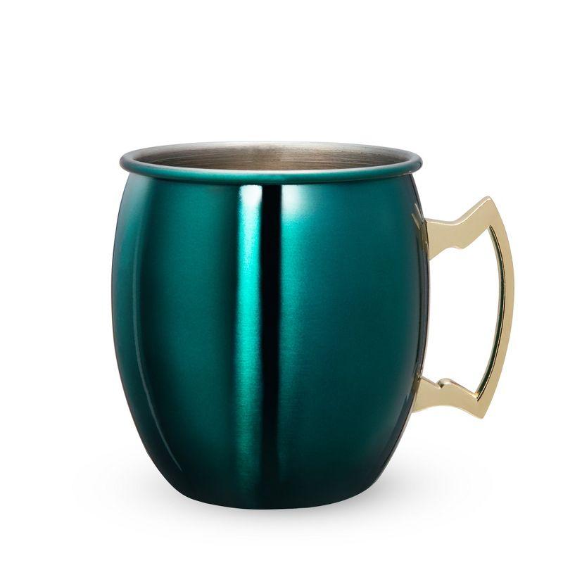 Emerald Green Stainless Steel Moscow Mule Mug with Gold Handle, 16oz