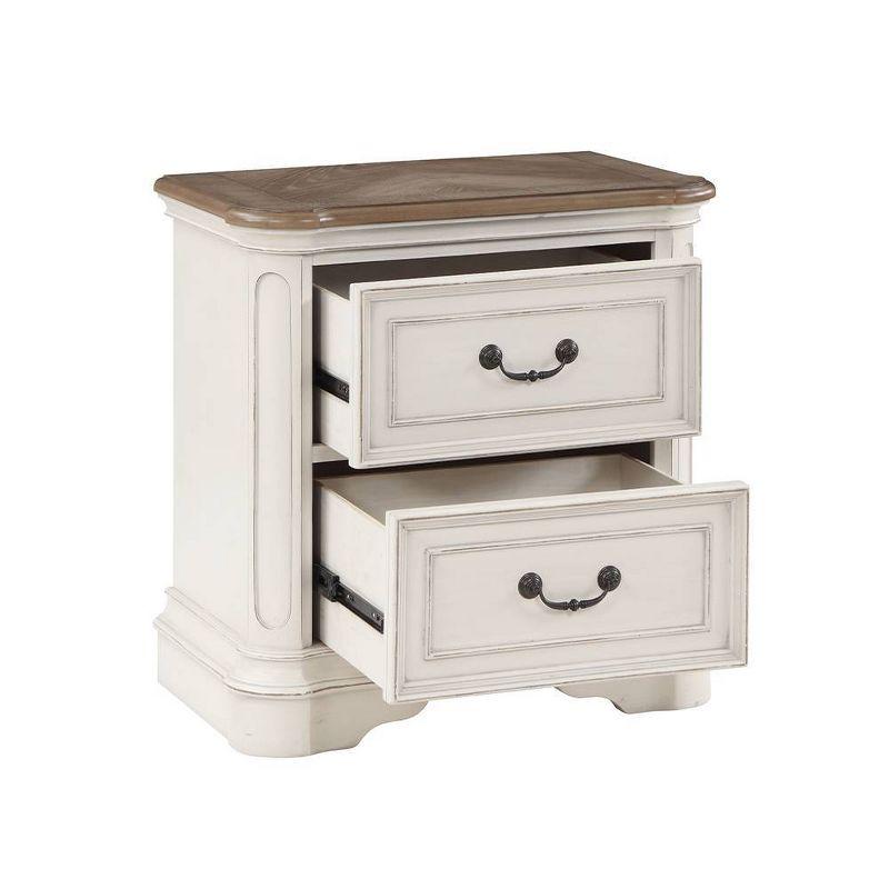 28" Florian Nightstand Antique White Finish - Acme Furniture: Elegant Square Design, No Assembly, Wood Composite Frame