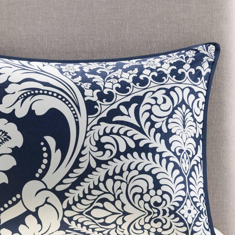 Navy and White Cotton Sateen Full/Queen Duvet Cover Set