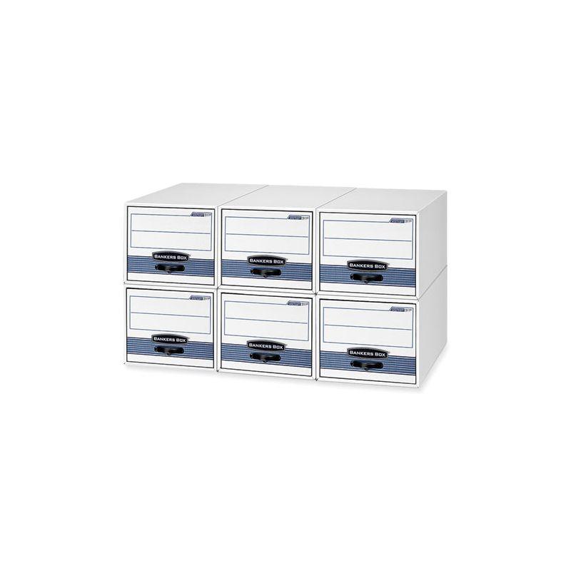 Bankers Box STOR/DRAWER STEEL PLUS Extra Space-Savings Storage Drawers, Letter Files, 14" x 25.5" x 11.5", White/Blue, 6/Carton