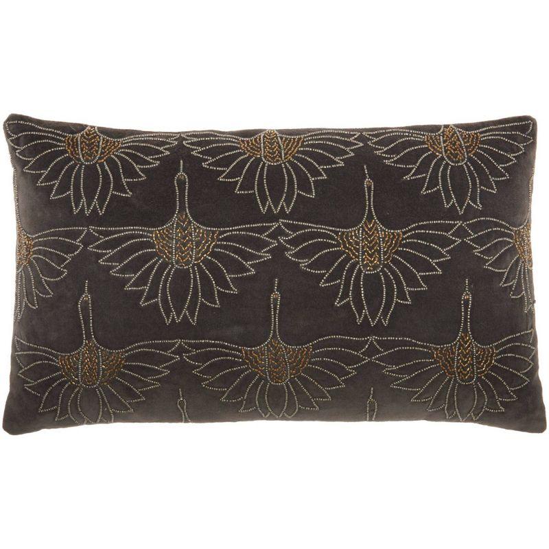 12"x20" Sofia Beaded Flowers Lumbar Throw Pillow - Mina Victory