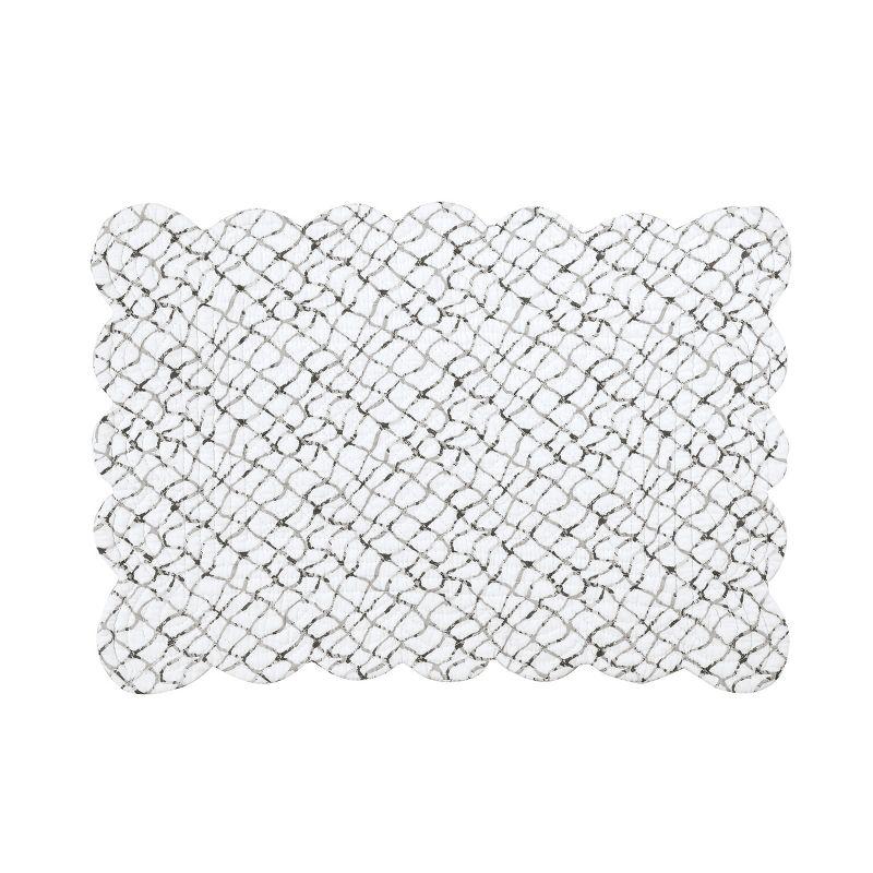 C&F Home 13" x 19" Fenwick Isle Gray Rectangle Cotton Quilted Scalloped Coastal Placemats, Set of 6