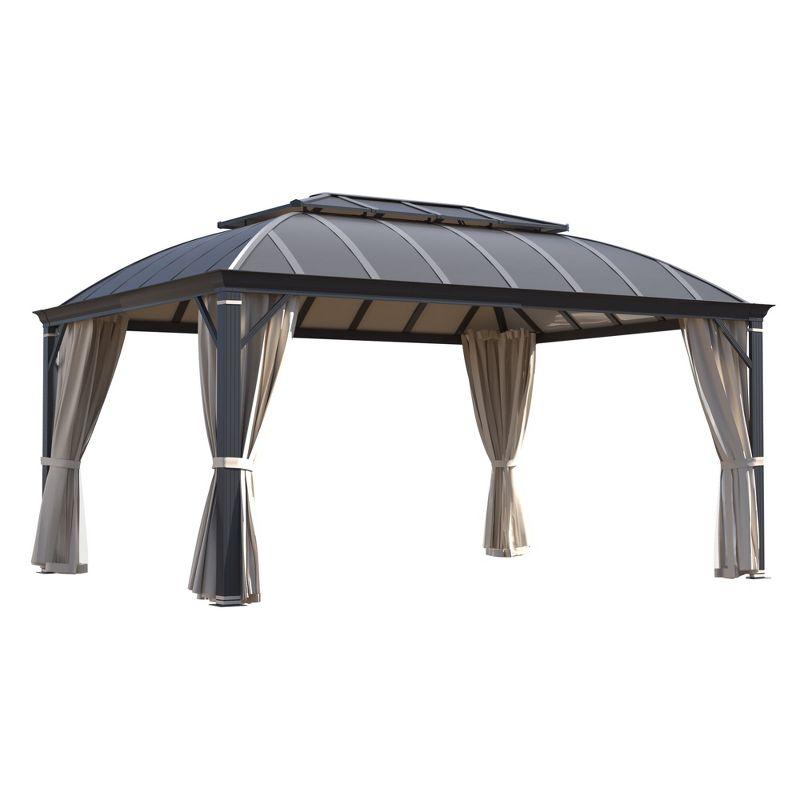 EROMMY 12'x16' Hardtop Gazebo, Permanent Outdoor Aluminum Patio Gazebo with Aluminum Composite Double Roof for Patio Lawn and Garden