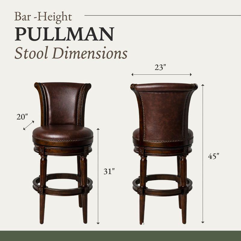 Maven Lane Pullman Bar Stool with Vegan Leather Upholstery