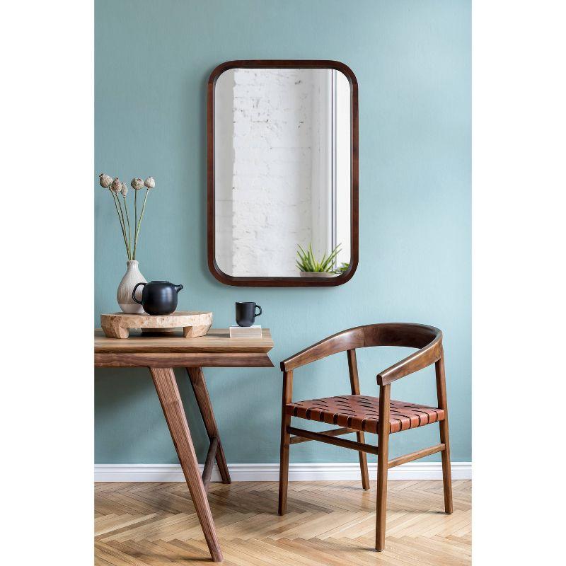 Kate & Laurel All Things Decor 20" x 30" Hutton Wood Framed Radius Rectangle Decorative Wall Mirror Walnut Brown : Poplar, No Assembly