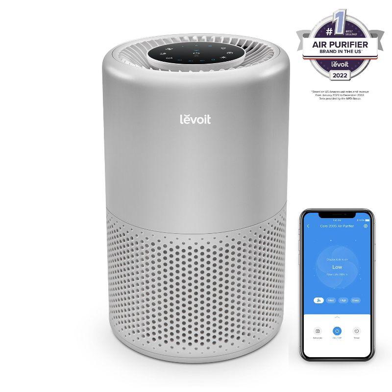 Levoit Core 200s Smart Air Purifier Gray: 1-Year Warranty, 4 Settings, ETL & CARB Certified, Energy Star, 100-300 sq. ft.