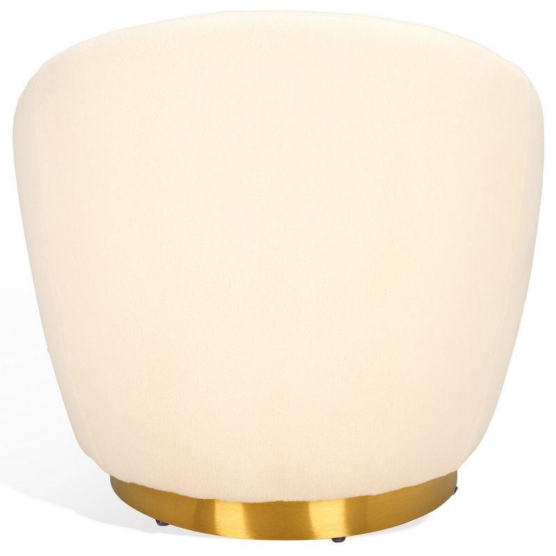 Pippa Faux Shearling Swivel Chair - Ivory/Gold - Safavieh