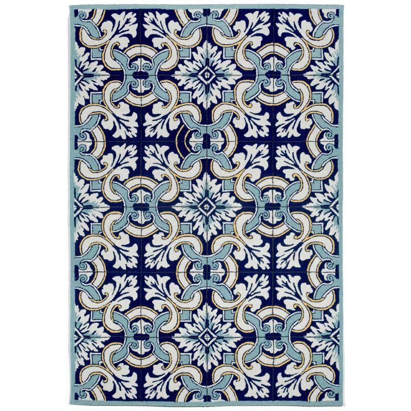 Liora Manne Ravella Floral Tile Indoor/Outdoor Rug Navy 3'6" x 5'6"