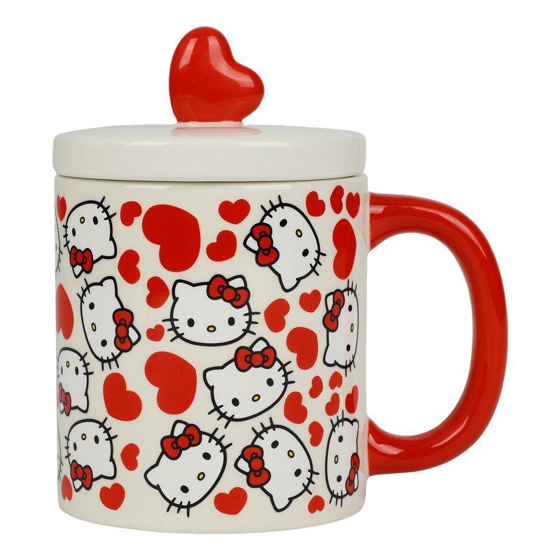 Hello Kitty Valentine's Day 16 Oz White Ceramic Lidded Mug