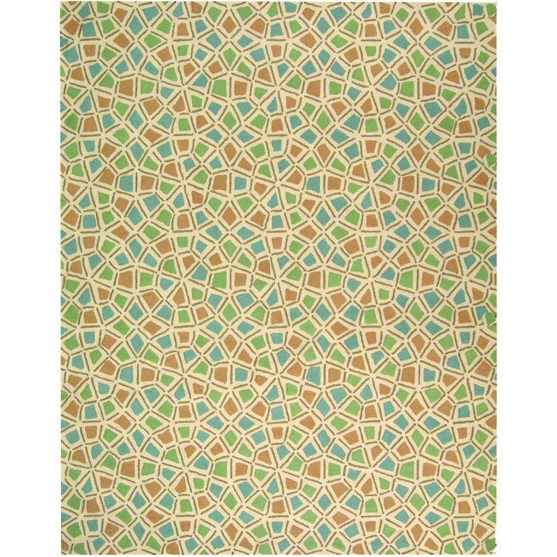 Newport Blue and Green Hand-Hooked Cotton Area Rug