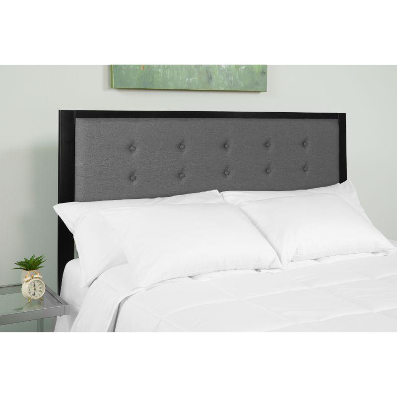 Flash Furniture Bristol Metal Tufted Upholstered King Size Headboard in Dark Gray Fabric