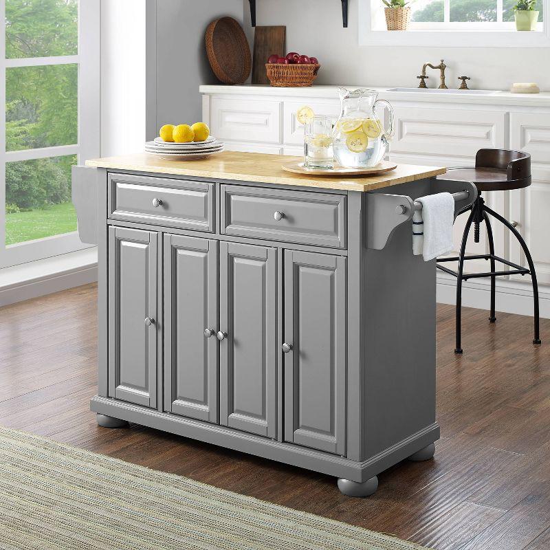 Alexandria Kitchen Island with Wood Top Vintage Gray/Natural - Crosley