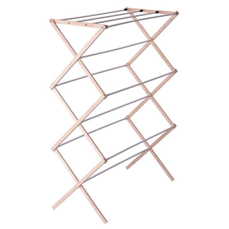 Collapsible Wooden Clothes Drying Rack with PVC Coated Dowels