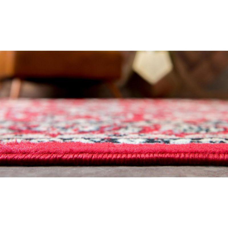 Transitional Red/Ivory 9' x 12' Stain-Resistant Synthetic Area Rug