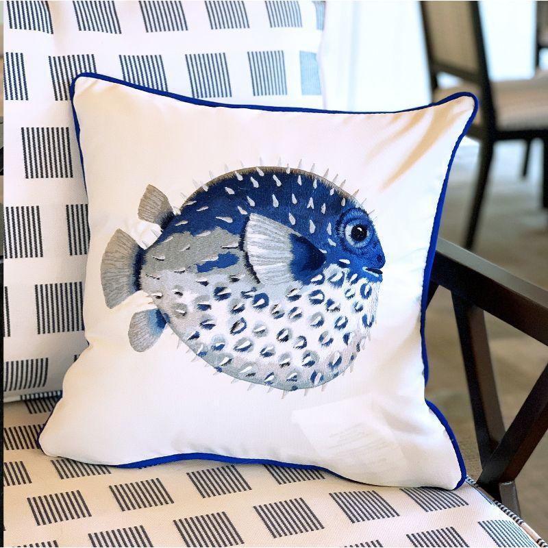 Embroidered Indoor/Outdoor Throw Pillow