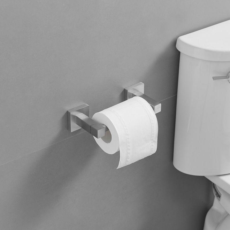 BWE Wall Mounted Toilet Paper Holder Double Post Pivoting Square Tissue Holders Roll Hangers Stand