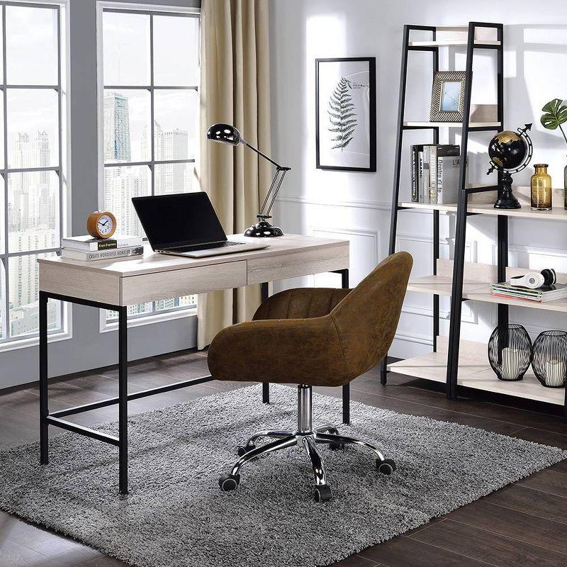 Contemporary Black 45.5" Wood Desk with Pull-Out Drawer