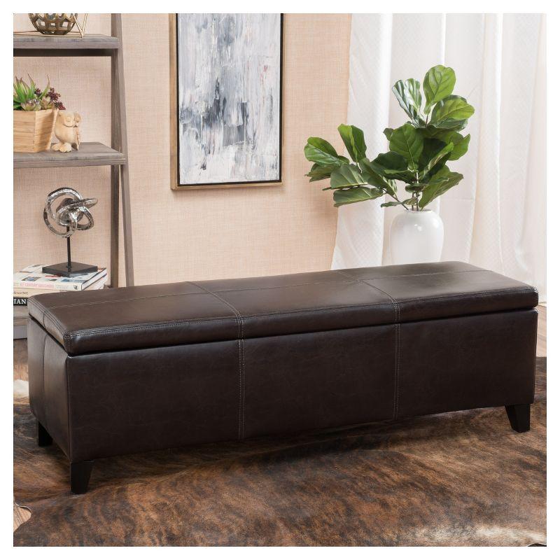 Lucinda Faux Leather Storage Ottoman Bench - Christopher Knight Home