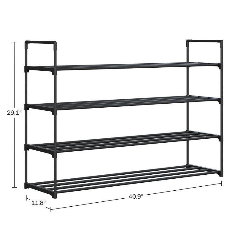 Home-Complete 4-Tier Shoe Rack for 20 Pairs, Black